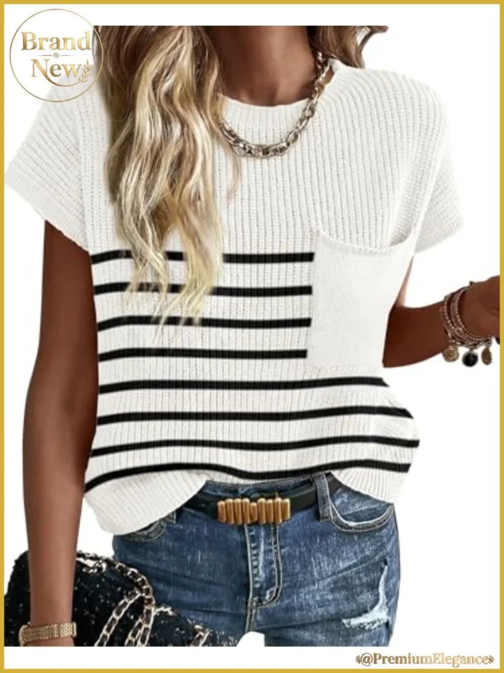 Women's Short Sleeve Cotton Crochet Sweater Top Crew Neck Casual Knit Pullover